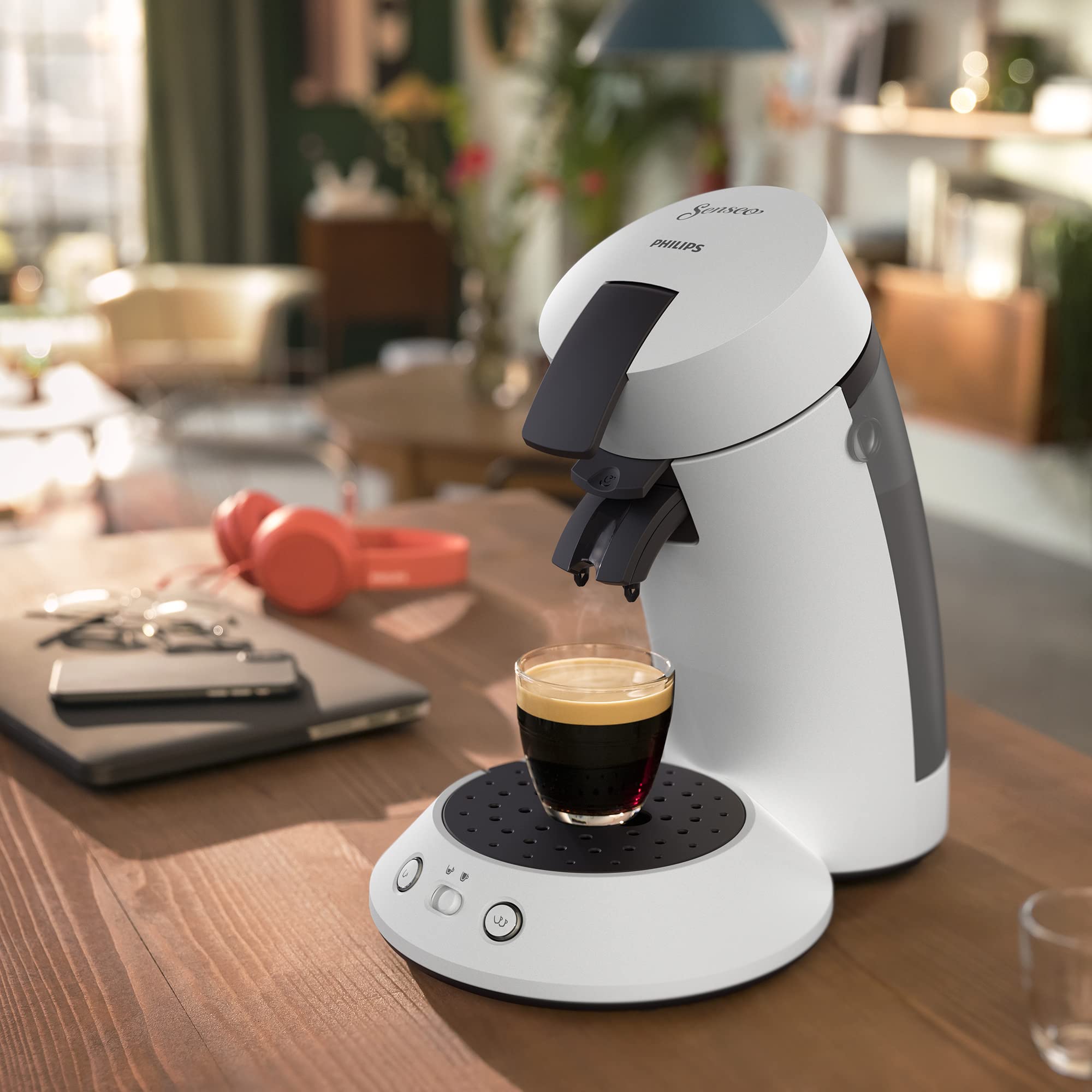 Machine à café à dosettes Norivo CSA210/10 – Intensité réglable, Blanc