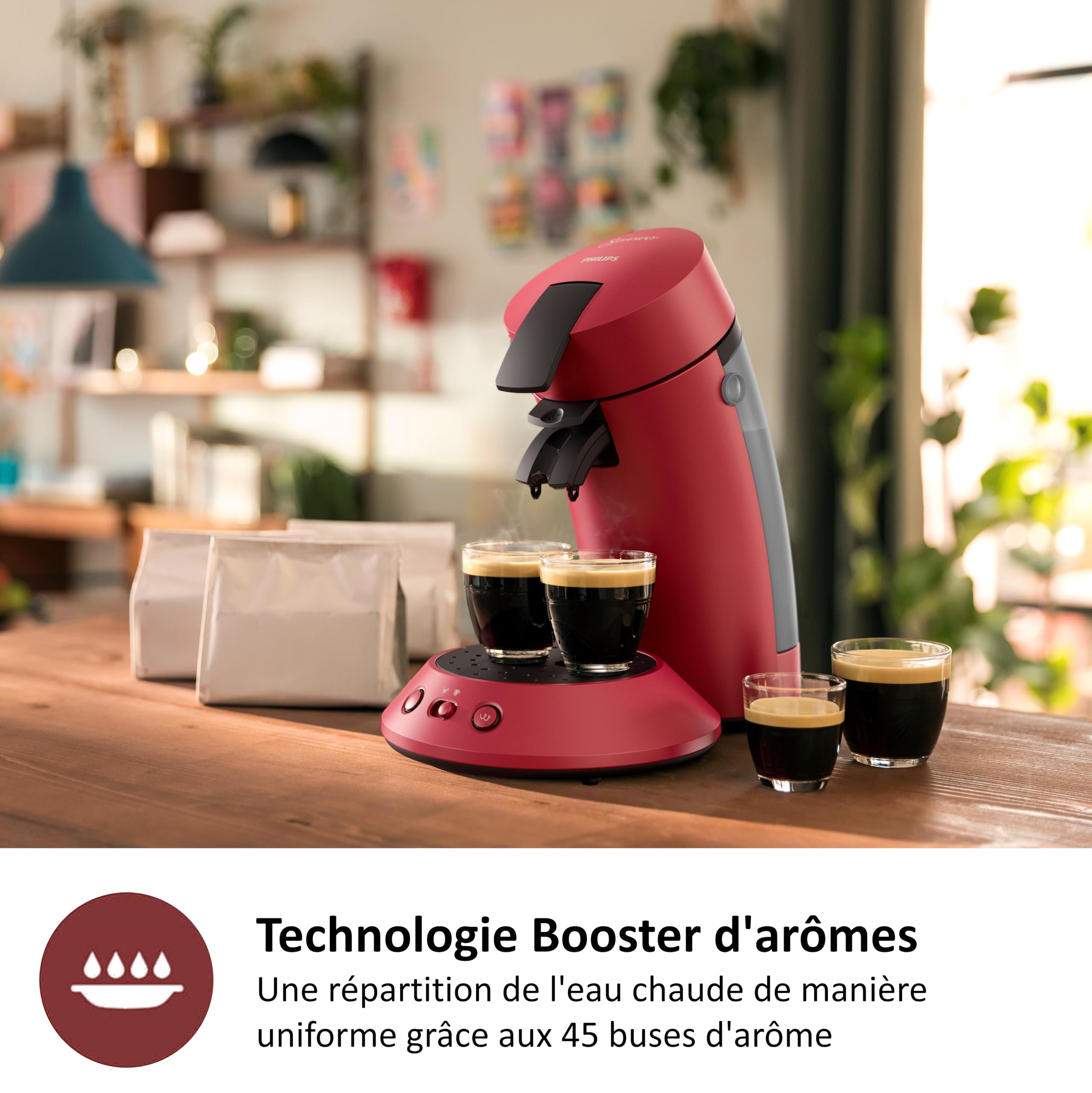 Machine à café à dosettes Norivo CSA210/91 – 1 ou 2 Tasses, Rouge