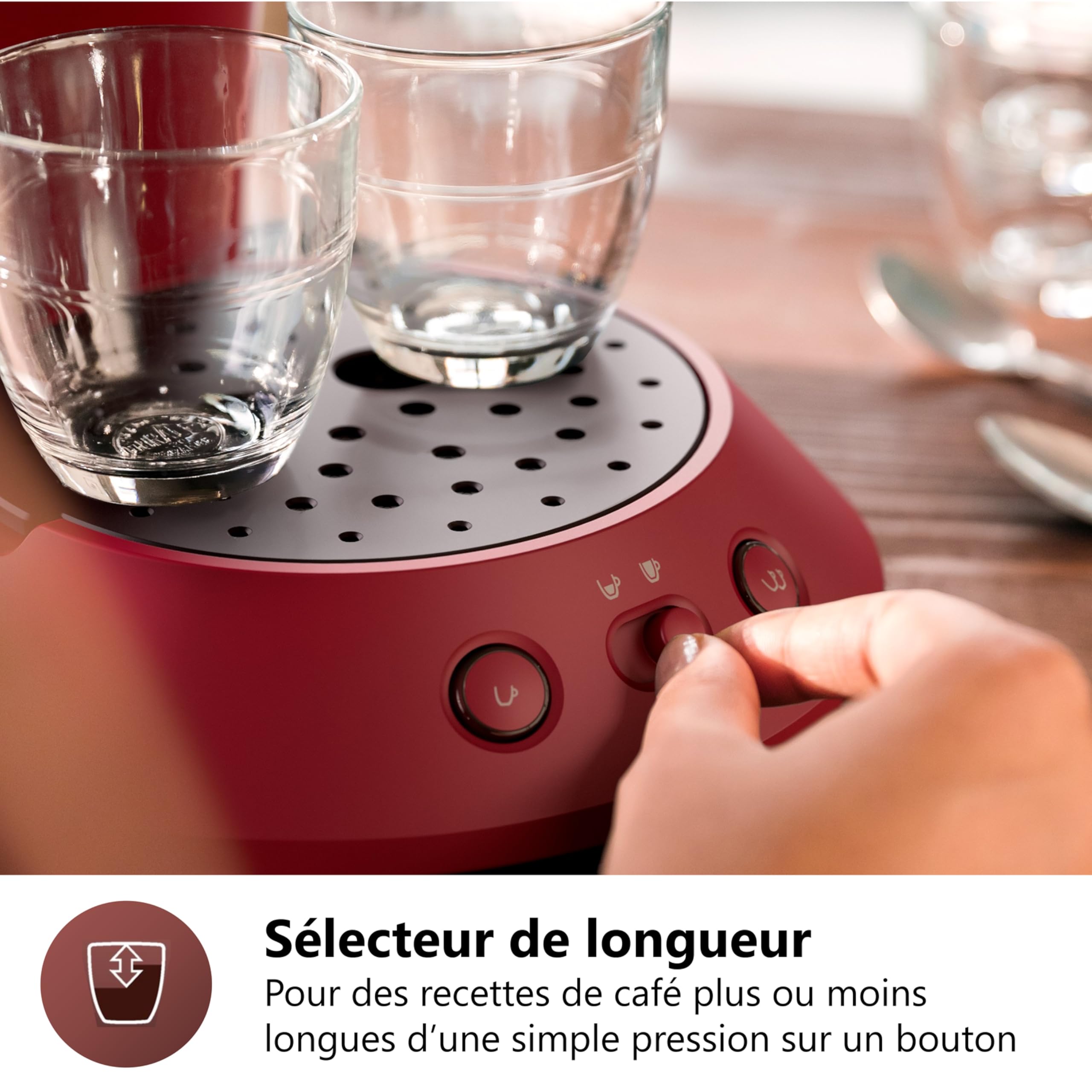 Machine à café à dosettes Norivo CSA210/91 – 1 ou 2 Tasses, Rouge